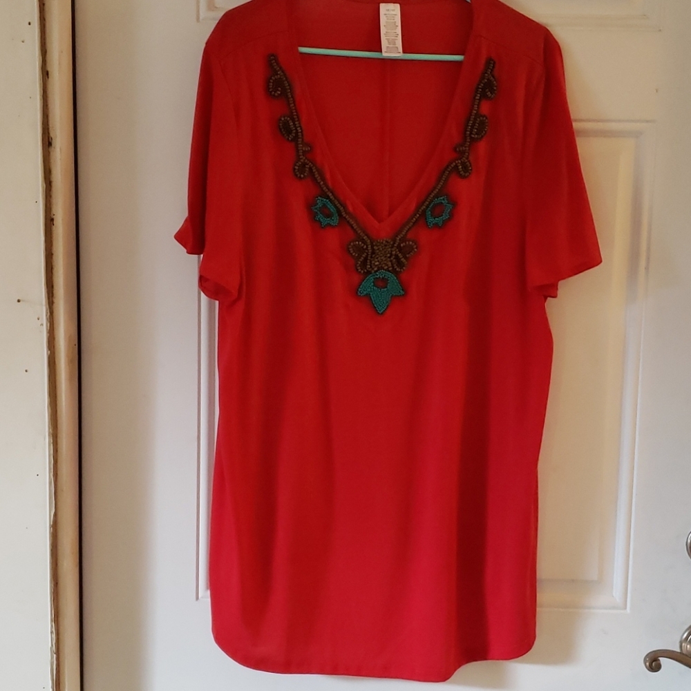 Vibrant Red Tunic Top